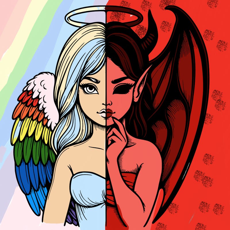 realistic angel half demon