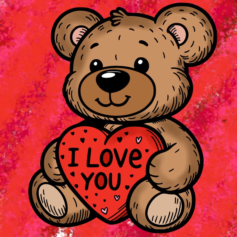 teddy bear holding an i love you heart