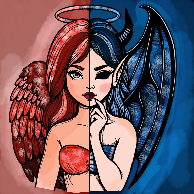 realistic angel half demon