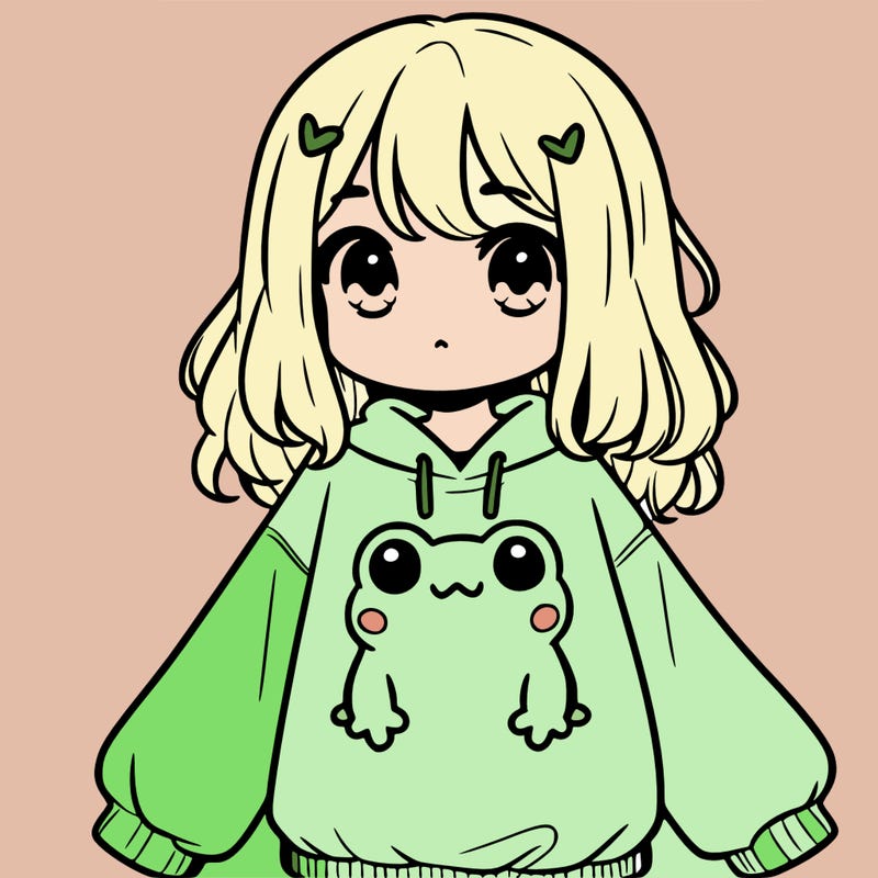 girl wearing frogging sweatshirt