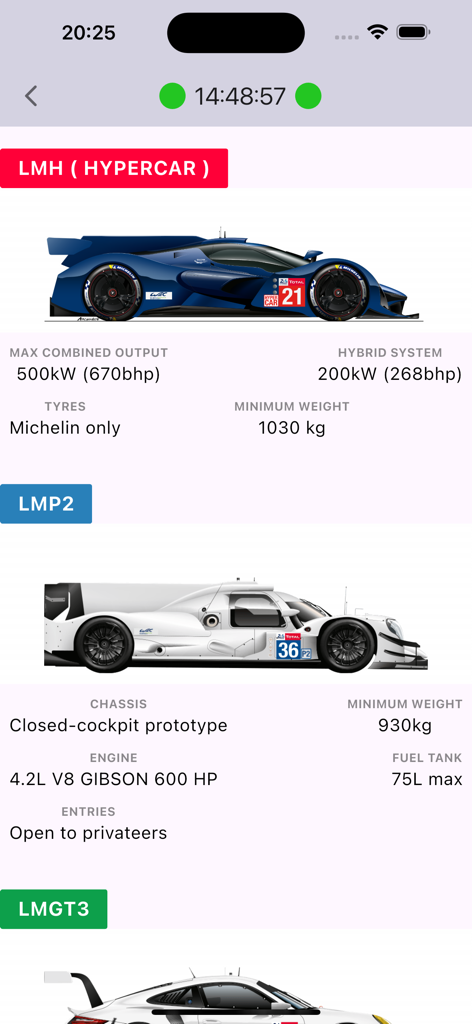 24 Hours of Le Mans - Specifiche tecniche dettagliate e livree per le auto da corsa LMH Hypercar e LMP2.