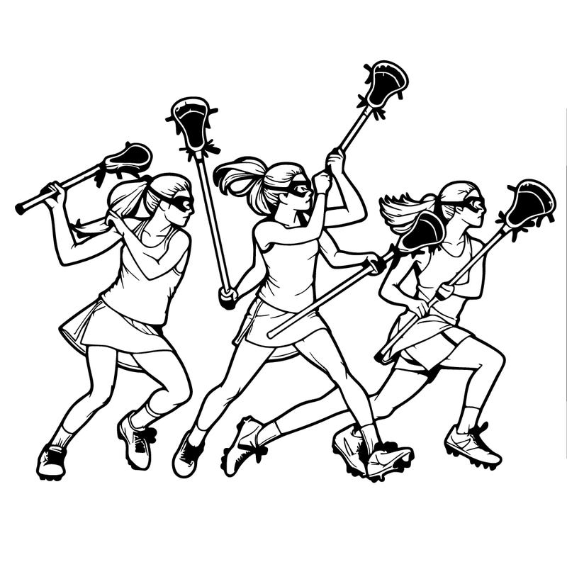 realistic women playing lacrosse