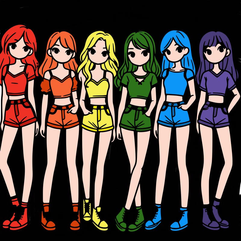 a group of girls wearing crop tops and shorts