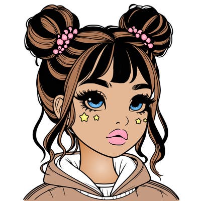 realistic girl with space buns