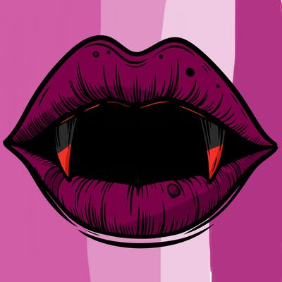 lips with vampire teeth