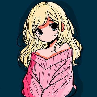 shy pretty girl wearing a sweater that is falling off one shoulder portrait