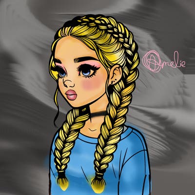 realistic girl with braids