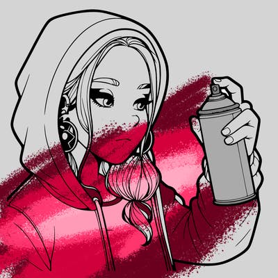 a realistic girl, spray painting
