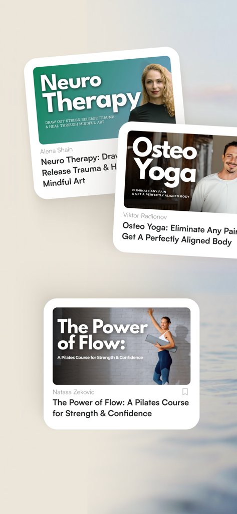 Kurskarten für Neurotherapie, Osteo-Yoga und Pilates-Krafttrainingseinheiten