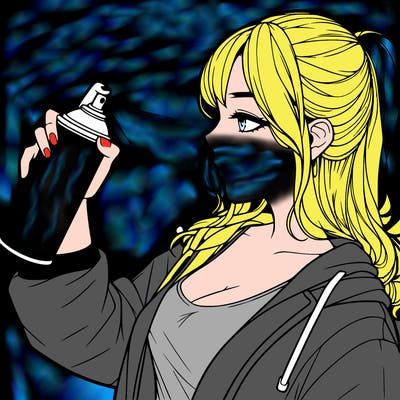 a realistic girl spray, painting
