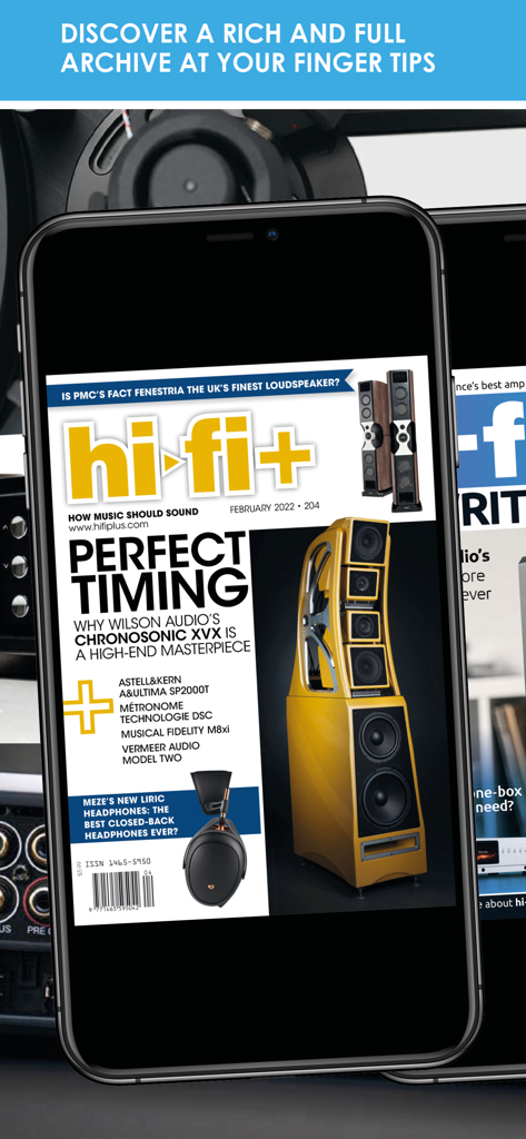 hi-fi+ Global Network - Hi-Fi+ Global Network app displaying a digital magazine cover with high-end audio equipment