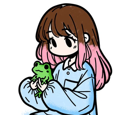girl with long hair and a oversized shirt. and she is holding a frog