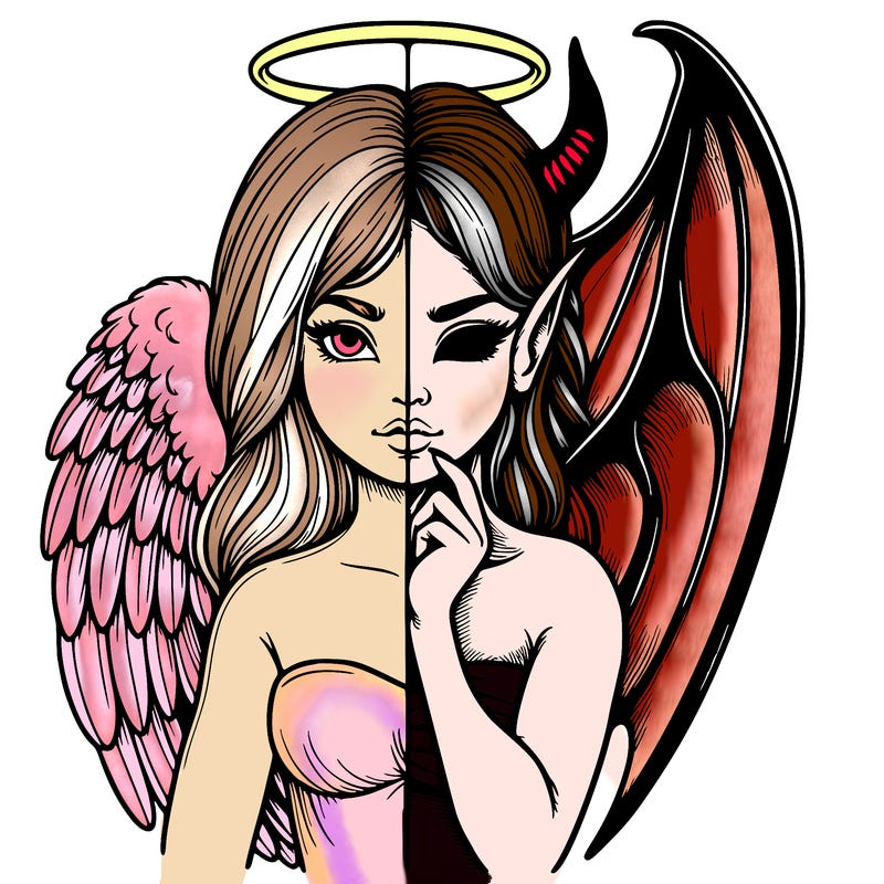 realistic angel half demon