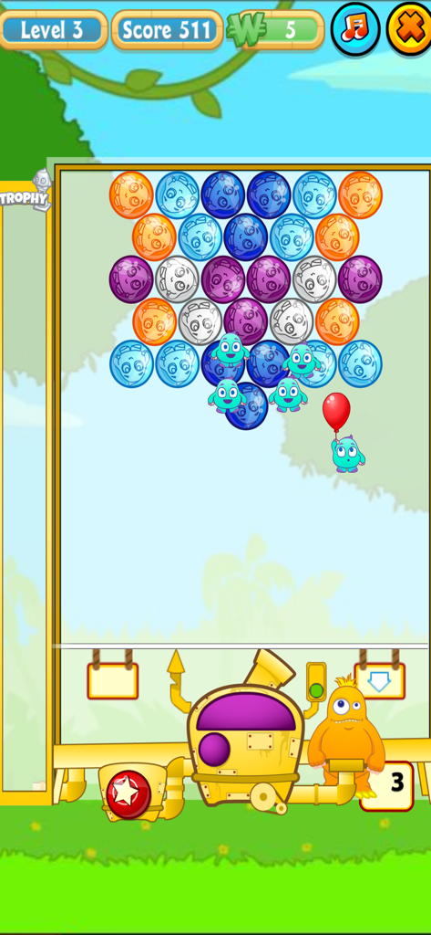 Zingoz Pop bubble shooter gameplay showing colorful bubbles and characters
