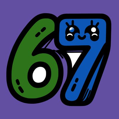 the numbers 67