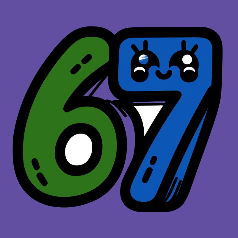 the numbers 67