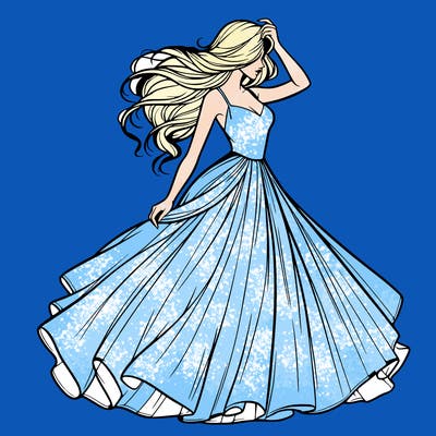 realistic woman with dress flowing in the wind