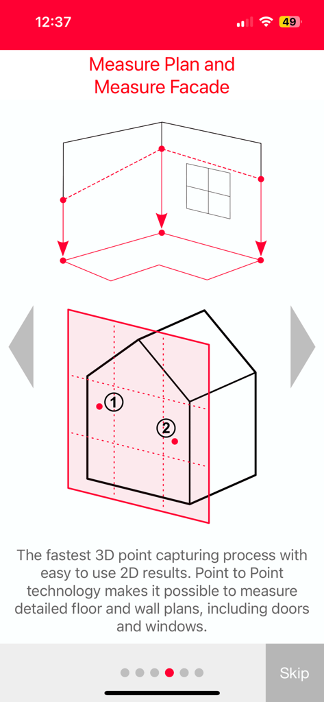 Leica DISTO Plan - Diagram showing 3D point capturing for floor and wall plans in the Leica DISTO Plan app