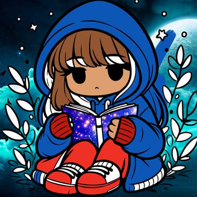 girl in oversized hoodie reading a book