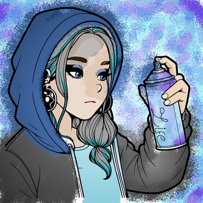 a realistic girl, spray painting