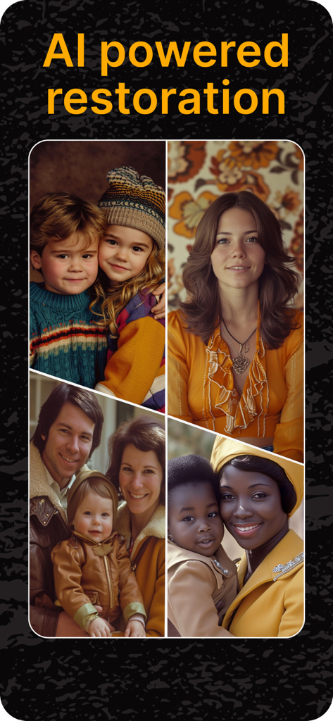 RetroFix - Old Picture Restore - Collage of four high quality restored vintage family portraits