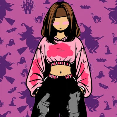 realistic girl faceless with baggy pants and a crop top