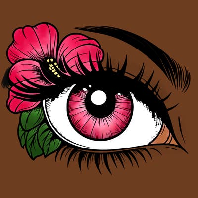 realistic eye with flower