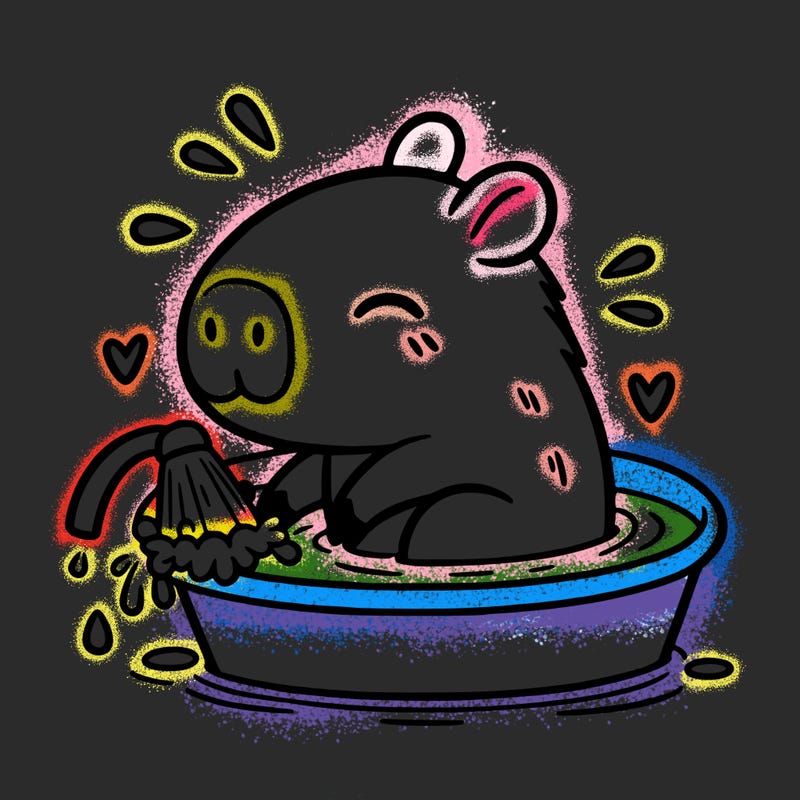 capybara taking a bath