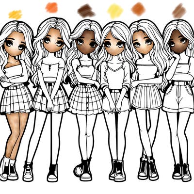 a group of girls realistic