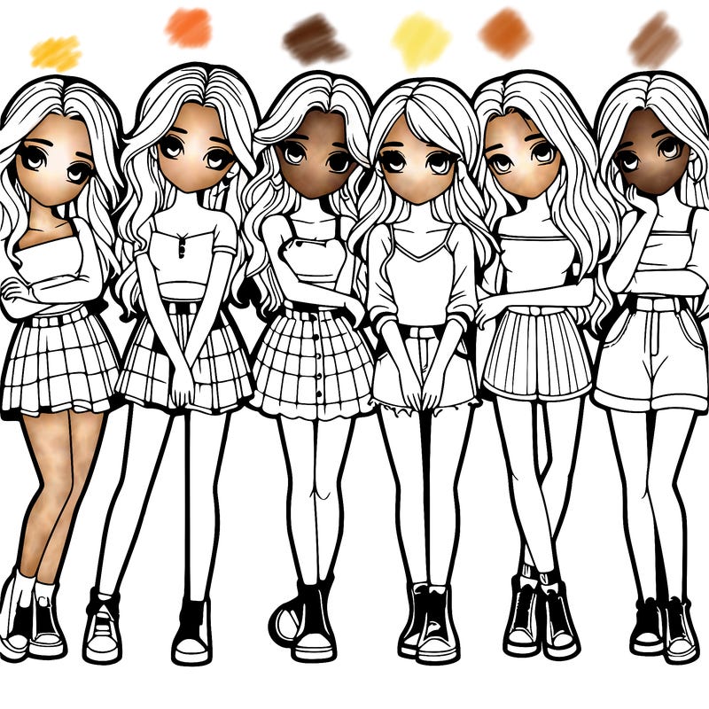 a group of girls realistic