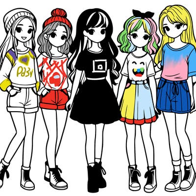 a group of five girls