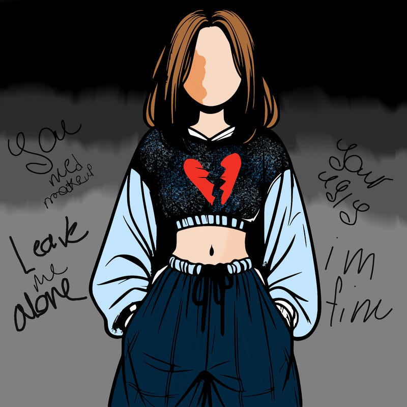 realistic girl faceless with baggy pants and a crop top