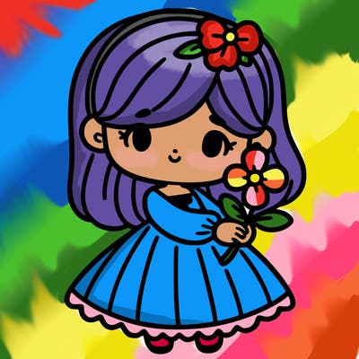 a girl wearing a white dress and holding a white flower