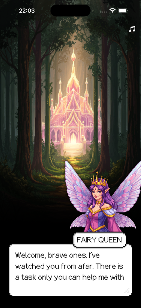 Pick-A-Path - Fairy Queen speaking in front of a glowing castle in the magical forest