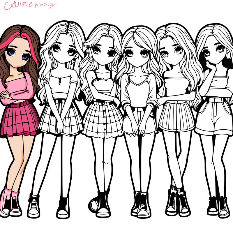 a group of girls realistic