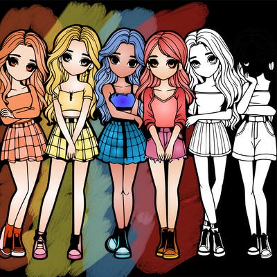 a group of girls realistic