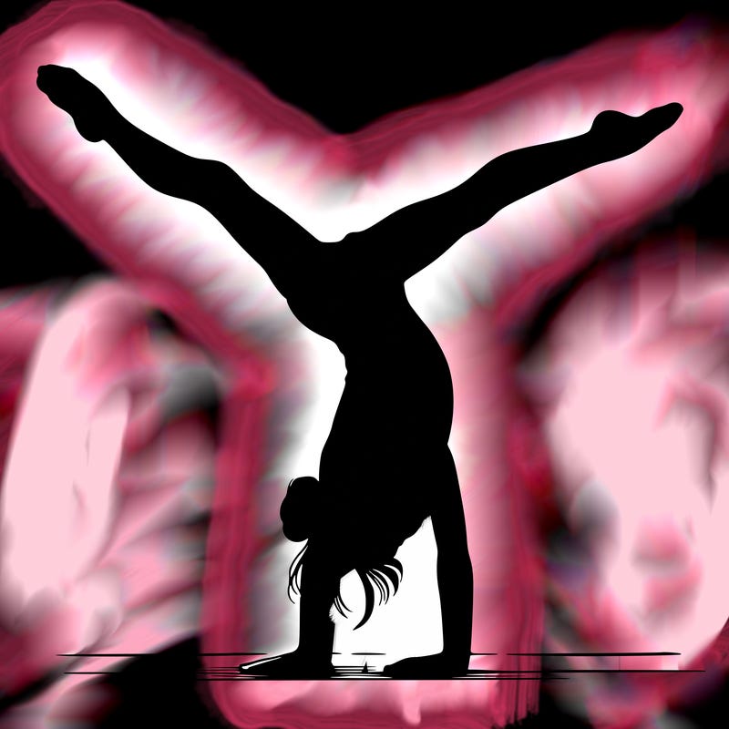 realistic gymnastic hand stand girl in four splits