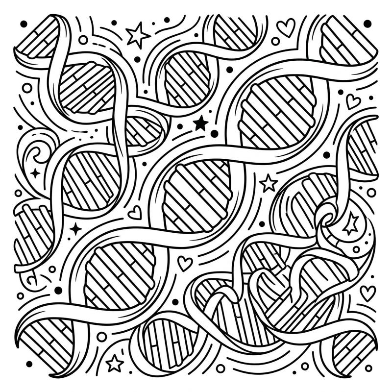 Ignite your child's curiosity with this engaging coloring page featuring the amazing double helix structure of DNA. It's a perfect blend of science education and creative fun for young learners.