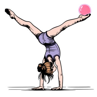 realistic gymnastic hand stand girl in four splits