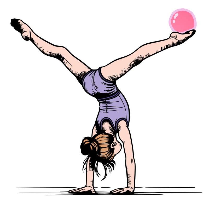 realistic gymnastic hand stand girl in four splits