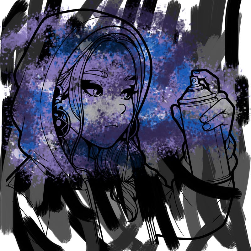 a realistic girl, spray painting