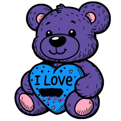 teddy bear holding an i love you heart