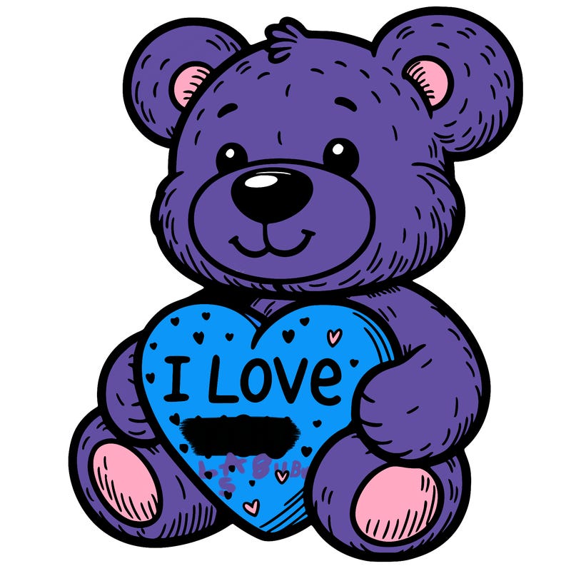 teddy bear holding an i love you heart
