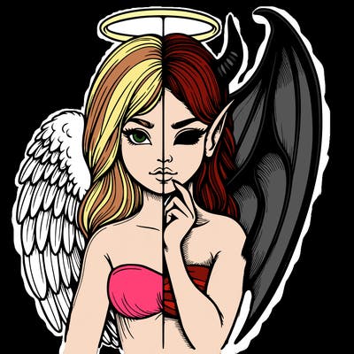 realistic angel half demon