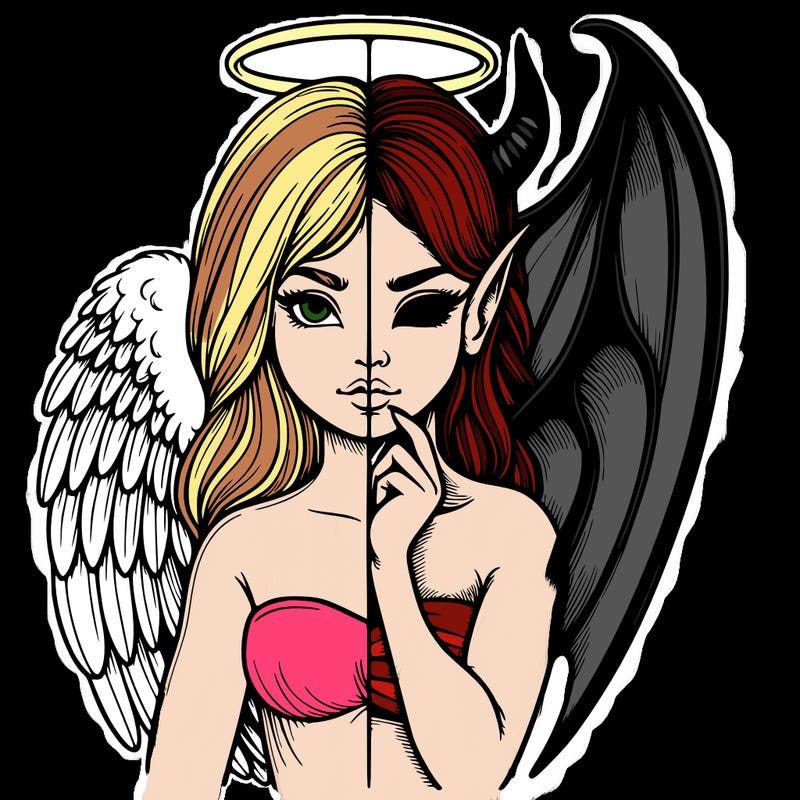 realistic angel half demon