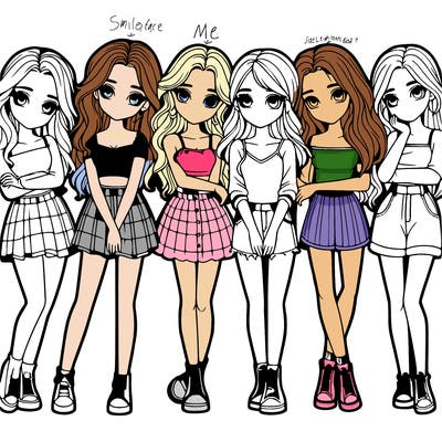 a group of girls realistic