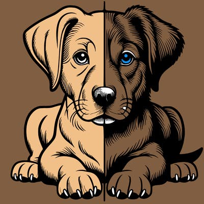 realistic dog split picture