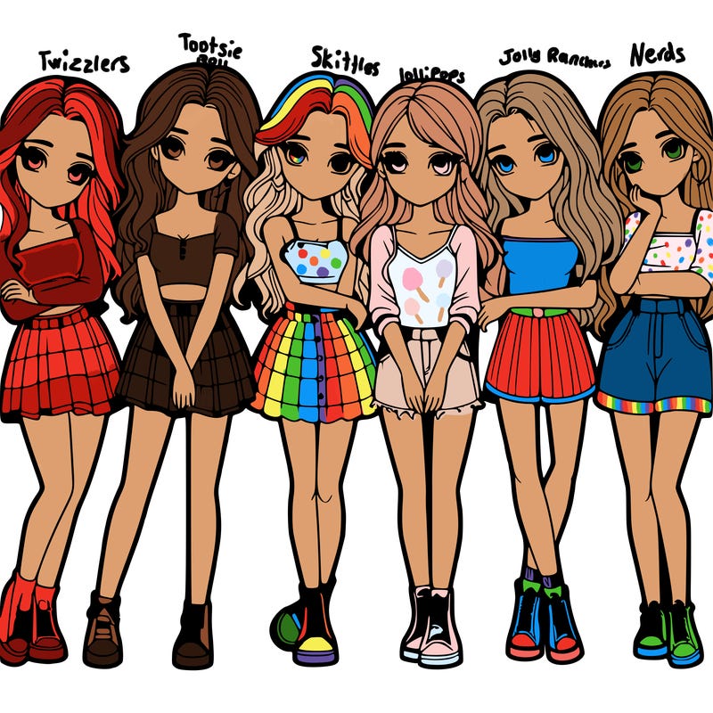 a group of girls realistic