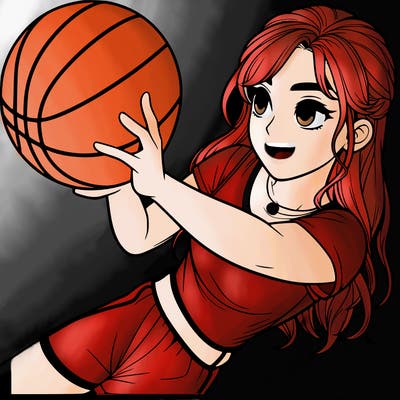 realistic girl playing basketball