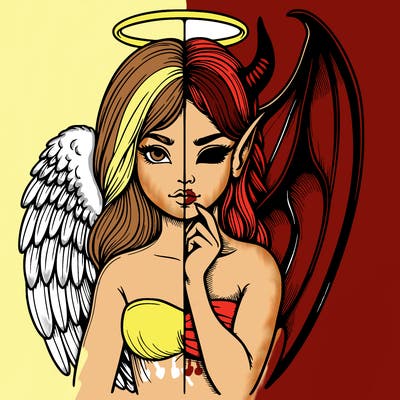 realistic angel half demon